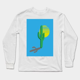 Bohemian blue sky desert landscape sunset cactus abstract art Long Sleeve T-Shirt